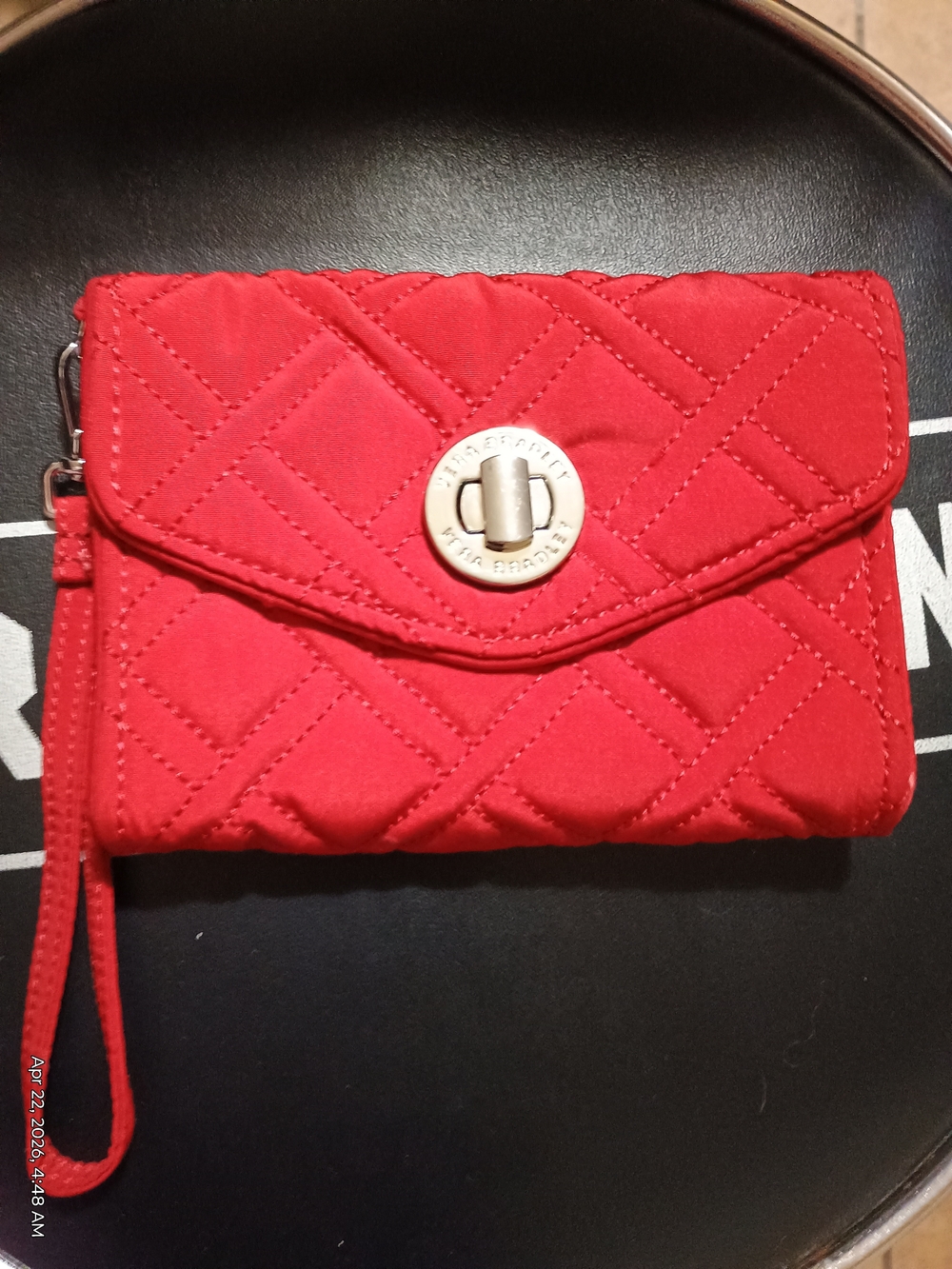 Vera Bradley Red Quilted Wristlet Clutch with Turn-Lock